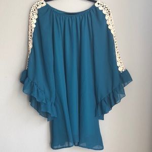 Dark Teal Tunic with Peek through lace
